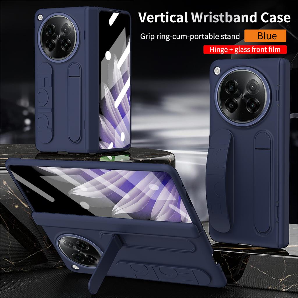 For OPPO Find N6 Case Hard Silicone Wrist Strap Folding Protective Back Cover Case For Find N6 N 6 With Glass Film Phone Shell
