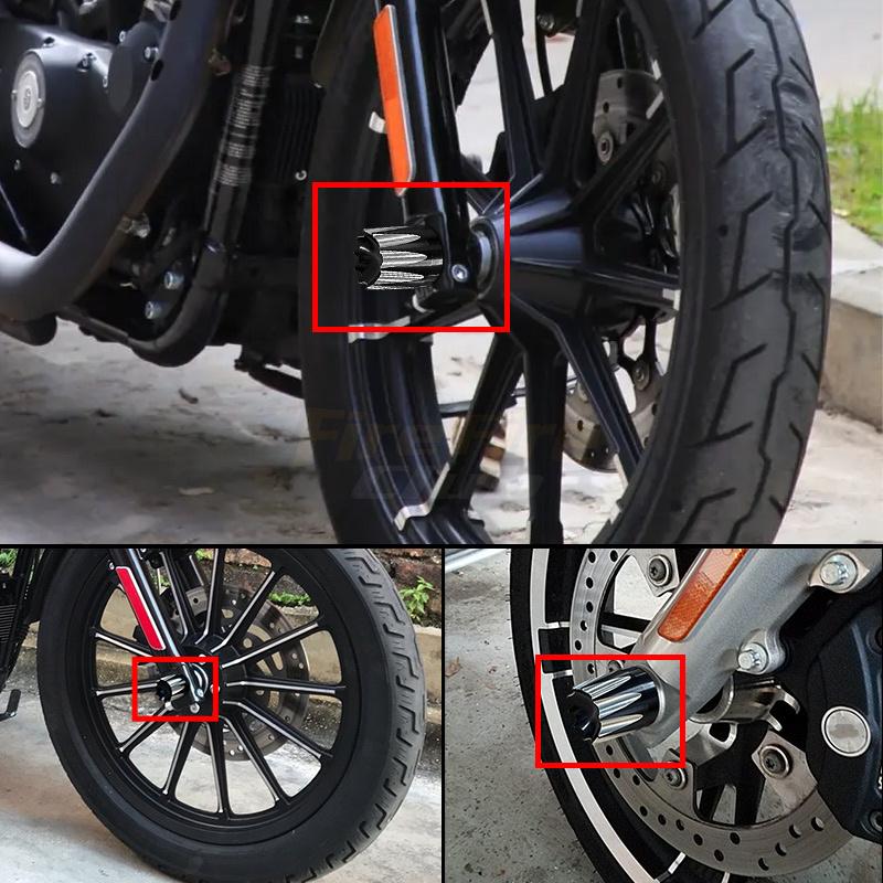 2x Motorcycle Front Axle Nut Cover Cap Bolt For Harley Touring Softail Road King Street Electra Tri Glide Sportster Dyna