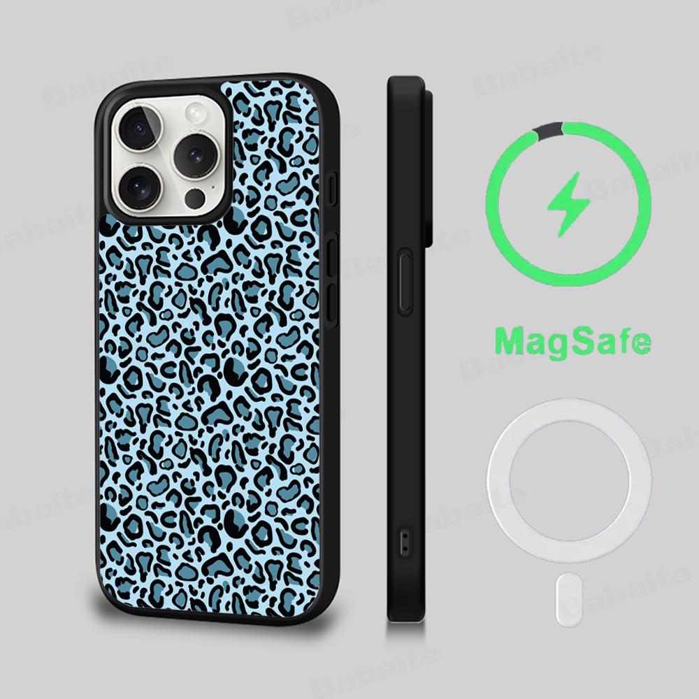 Leopard Cheetah Print Phone Case Magnetic Case For IPhone 16 14 13 12 11 15 Pro Max Plus For Magsafe Wireless Charge Cover