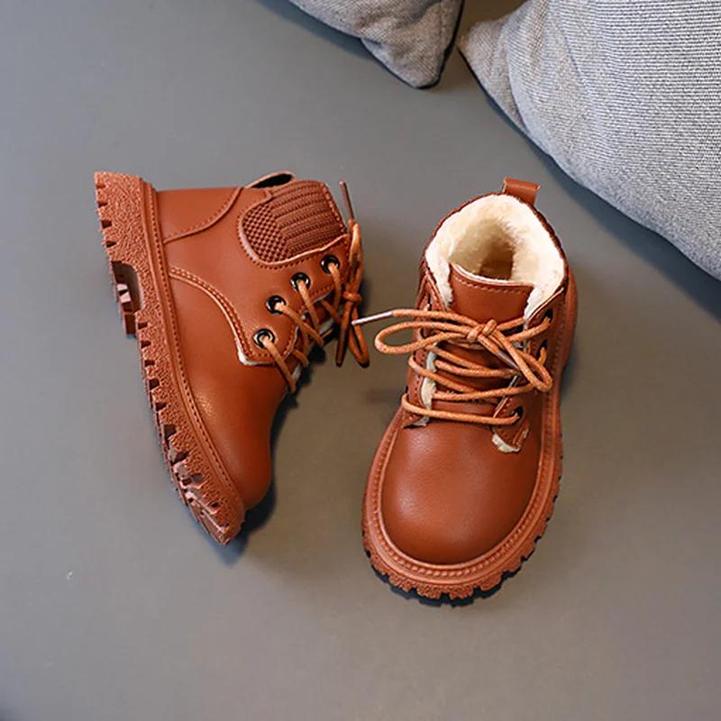 Style Children's Snow Boots Girls Boys Plush Short Boots Casual Warm Ankle Shoes Kids Sneakers for Kids I07086