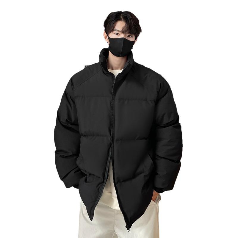 Stand Collar Bread Cotton-padded Coat, Autumn and Winter Thick Velvet Cotton-padded Coat, Loose and Handsome New Cotton-padded Coat.