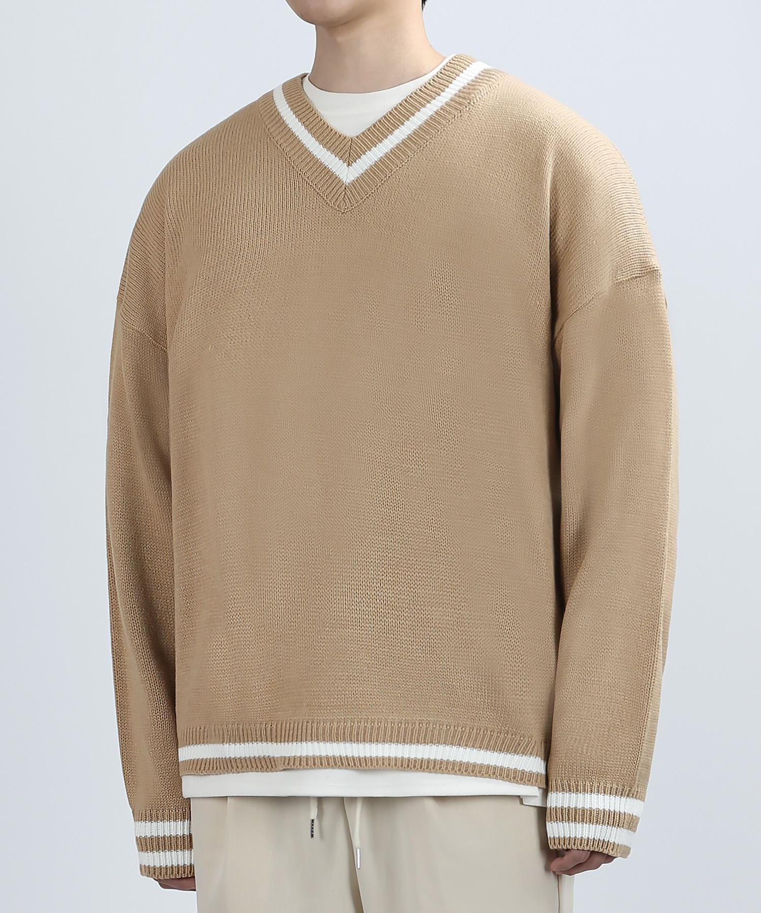 Berry Vein Mate Rest Fit Knit (Beige) One Size