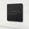 LangYeao 4mm Ultra Thin Black Stainless Steel Surface Mount Toggle Switch 1/2/3/4 Gang 2-Way Durable 10A Child Lock Home Retro