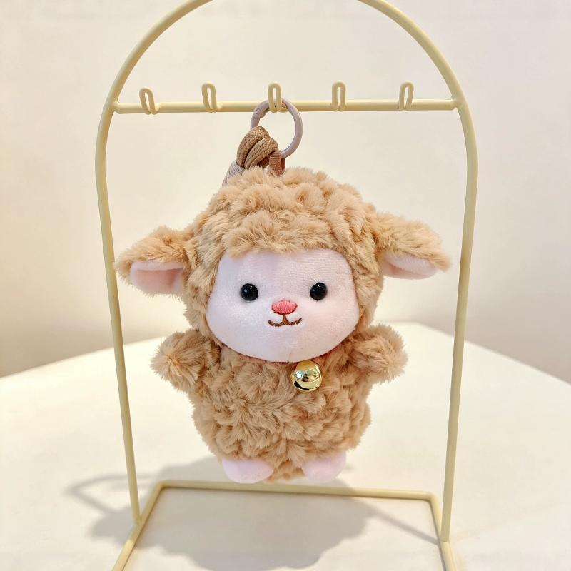 Fluffy Sheep Plush Keychain Pendant 15cm Mini Cute Soft Doll for Backpack Decor Children's Day Gifts for Toddlers