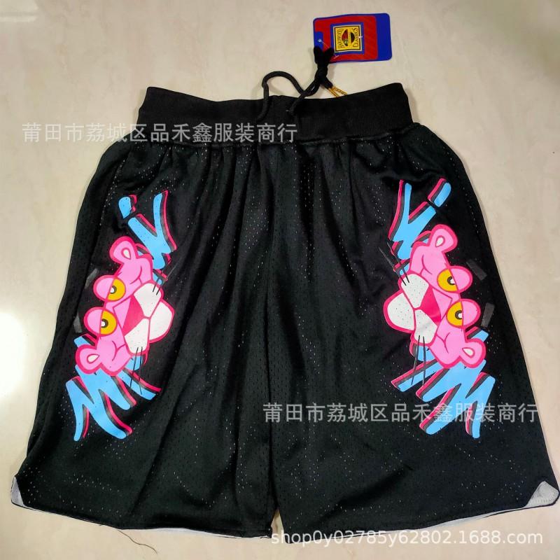 Miami Heat Basketball Shorts Men City White Black Rainbow Print Performance Sportswear Cotton Athletic Pants