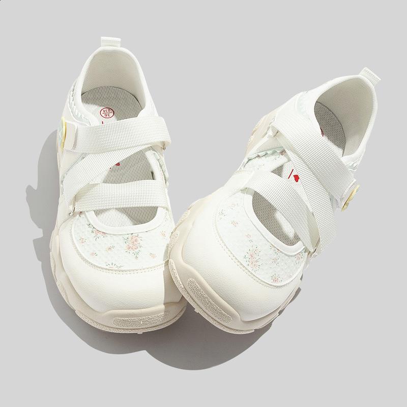 Fashion Shoes Women's Sneakers With Platform Woman-shoes Thick Sole Casual Roses Canvas Rubber Leisure Floral Hook & Loop Fabric Solid R