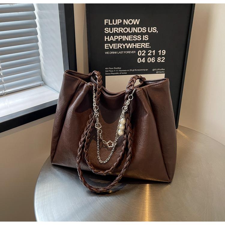 

Сумка преміум класу великої місткості жіноча 2024 нова мода студентська сумка через плече нішева жіноча сумка-тоут темно-коричневого кольору