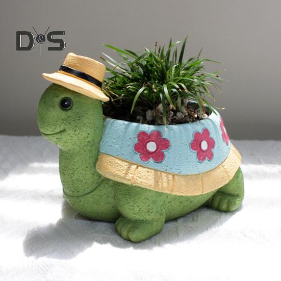 Turtle Plant Pot Decoration High Durability Waterproof Cartoon Cute Turtle Animal Succulents Holder Resin Flower Pot