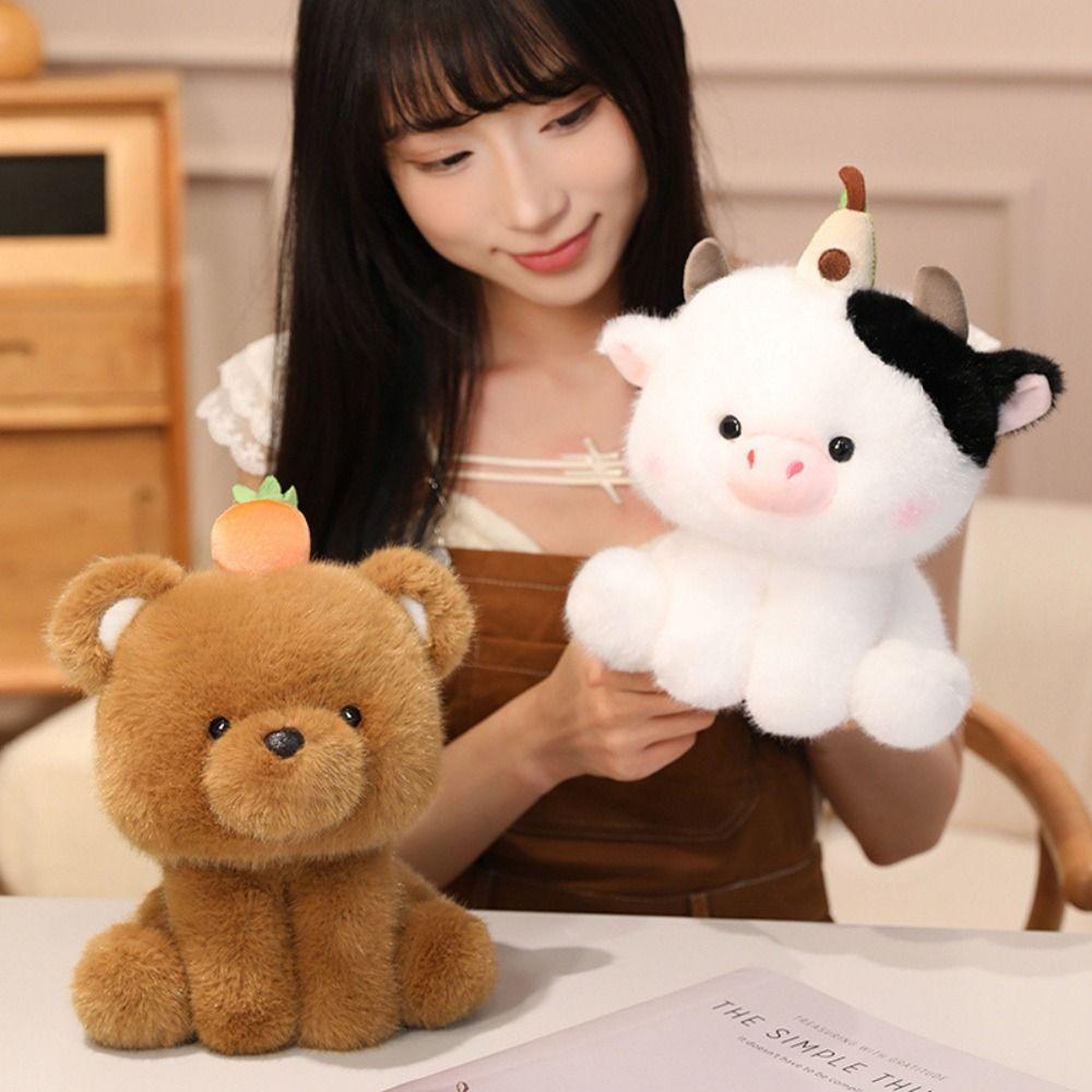 Interactive Fruit Animal Plush Toy Fluffy Soothing Hug Animal Dolls Birthday Parties