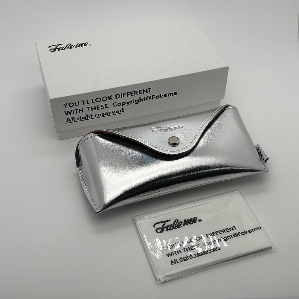 

Silver Metallic Glasses Case: Stylish, Portable Leather Sunglasses Pouch Metal