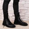 Plus Size Men's Black High-Top Cotton Martin Boots 48-52, Cowhide & Fleece Lined, Warm Workwear Shoes