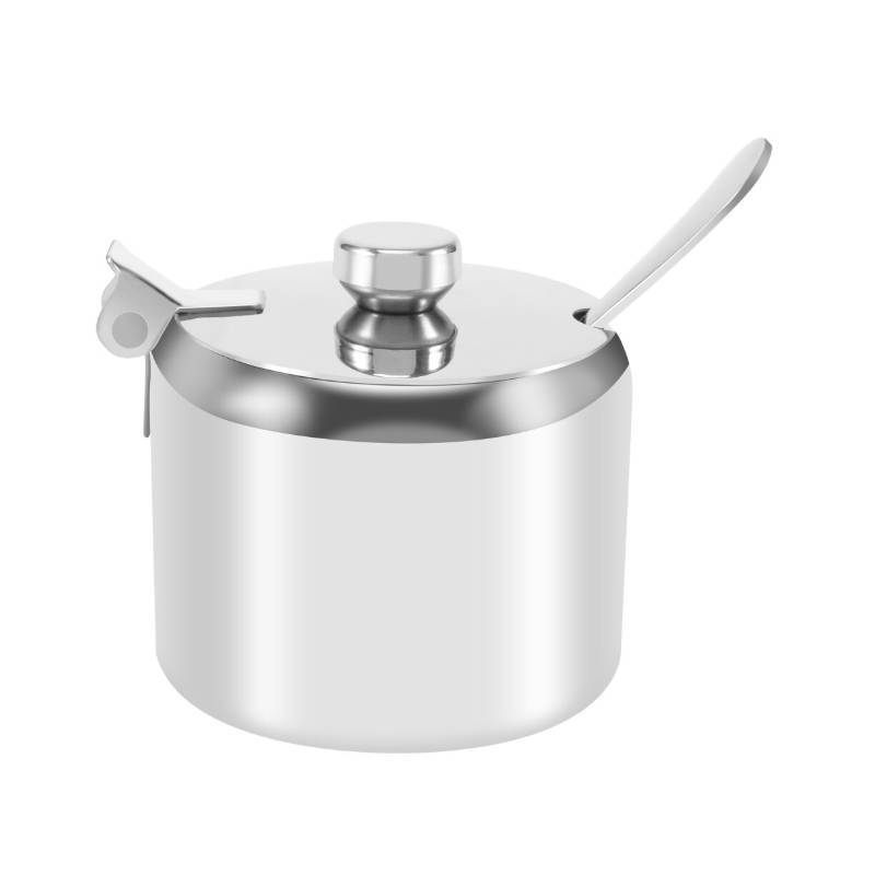 Modern Minimalist Stainless Steel Spice Jar With Handle And Spoon For Home Cooking Storage