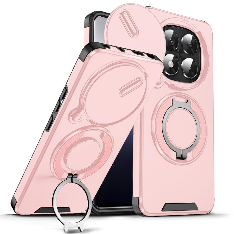 Slide Camera Protect Phone Case For Xiaomi Redmi Note 14 13 Pro Plus 14C 13 4G 5G Shockproof Magnetic Ring Stand Holder Cover