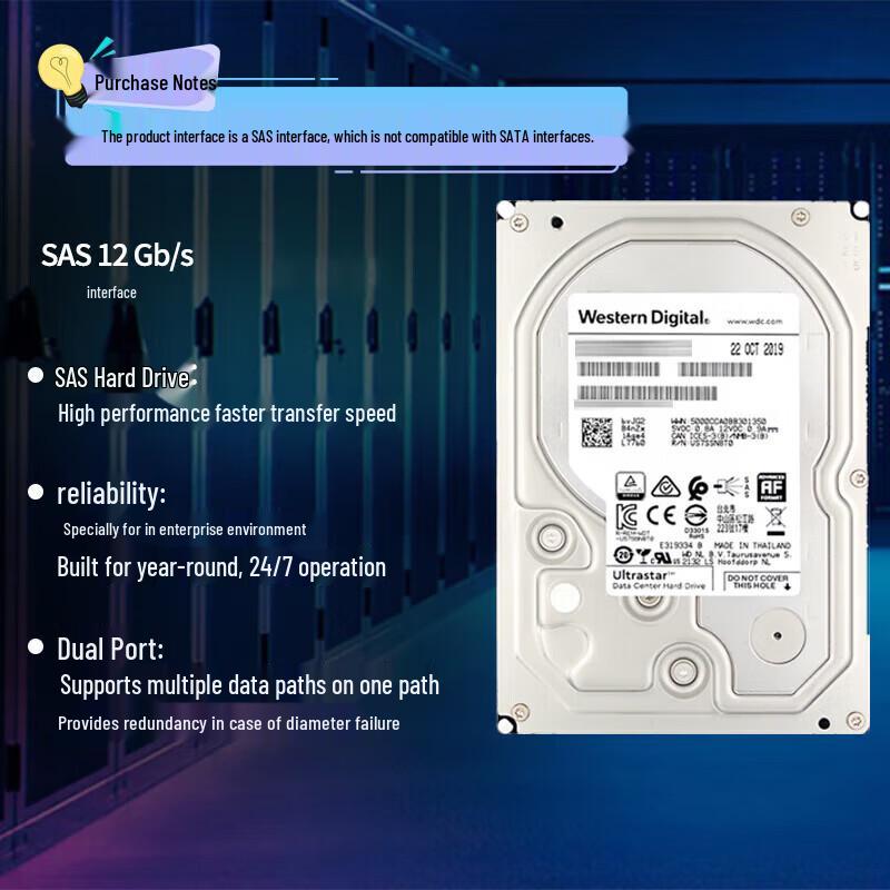 Western Digital (WD) 4TB Enterprise SAS HDD DC HC310
