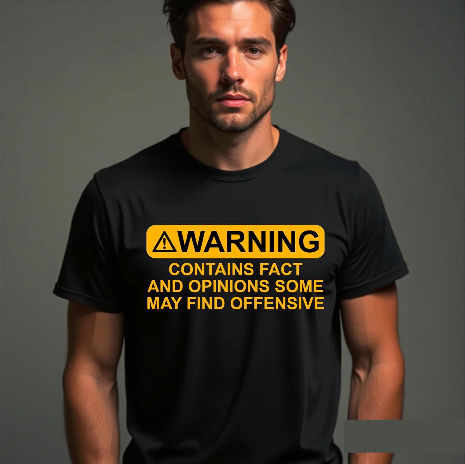 

Warning Contains Facts And Opinions Some May Find Offensive Mens Humor T-Shirt 2XL