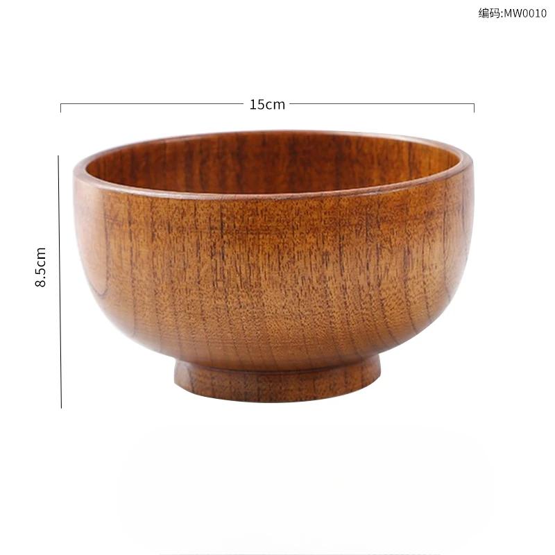 Japanese Wooden Bowl Rice Noodle Bowl Ramen Bowl Kitchen Utensils Accessories Natural Solid Wood No Splicing Tableware