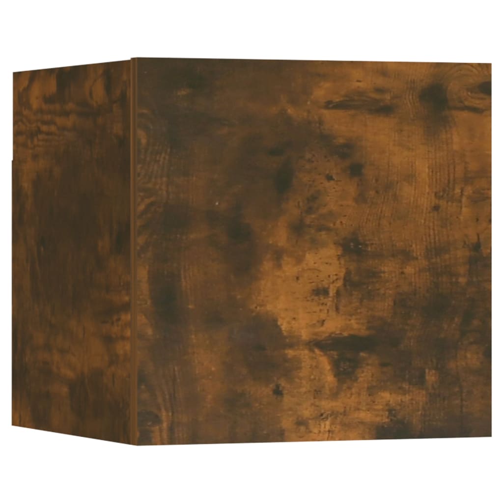 Wall Mounted TV Cabinet Smoked Oak Wood Composite