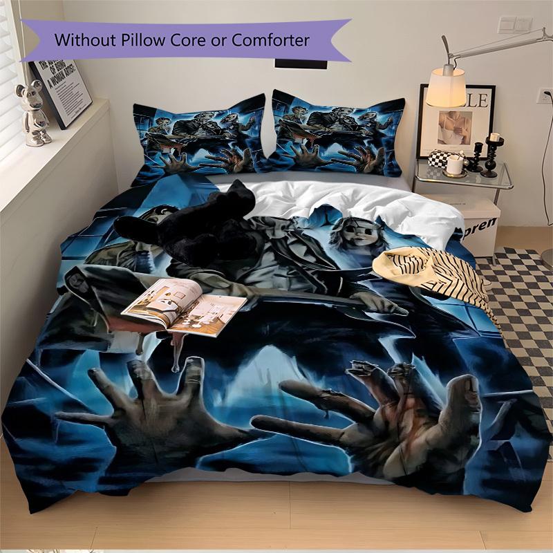 3pcs Horror Movie Poster Bedding Set. Soft and Comfortable with No Core Included (1x Duvet Cover + 2x Pillow Covers) Yy251010220