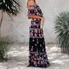 Women Dress Floral Print Off Shoulder Temperament Strapless Slim-fitting Sundress for Party