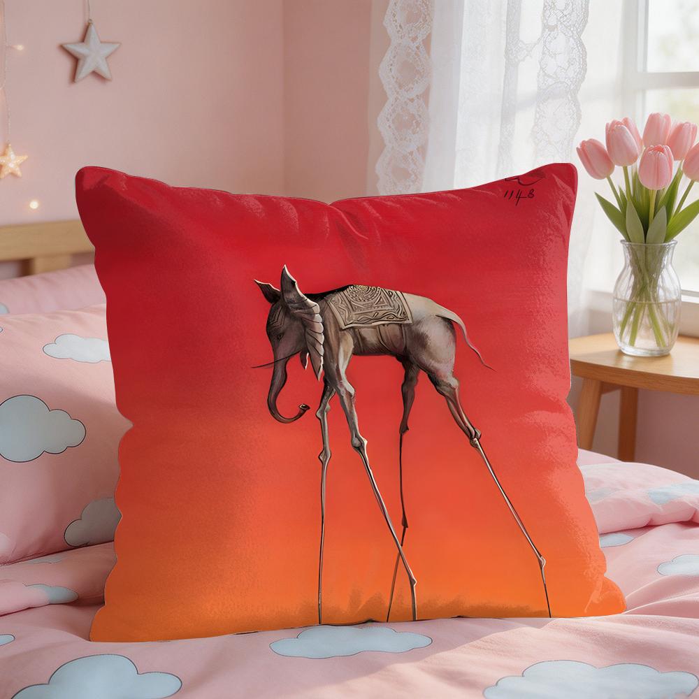 SSalvador Dali Abstract Cushion Cover Square Short Plush Pillow Case Living Room Sofa Home Decor Funda X
