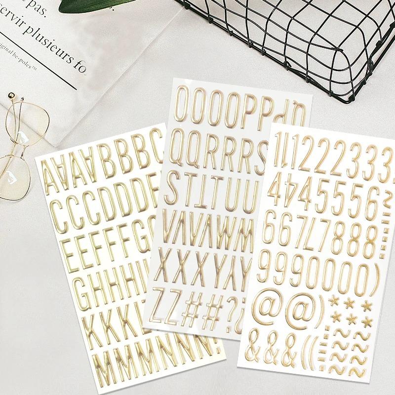 1PC 3D Gold Foil Glitter Alphabet Letter Stickers Scrapbooking Mini Self Adhesive Gold Letters Stickers for DIY Craft Art Gradua