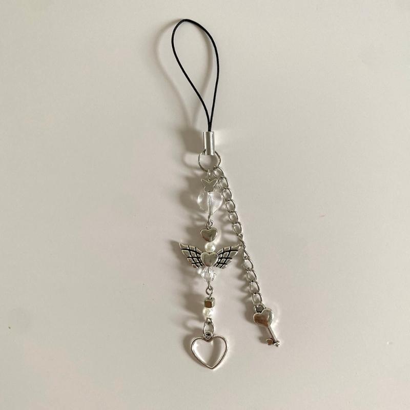 Phone Strap Y2K Phone Charm Keychain Star Bowknot Butterfly Keychain for Women Girls Halloween Handmade Jewelry Ornament