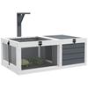 Tortoise Table with Wooden Lamp Holder, Wooden Tortoise House W/ Openable Lids, Pull-Out Trays - Grey