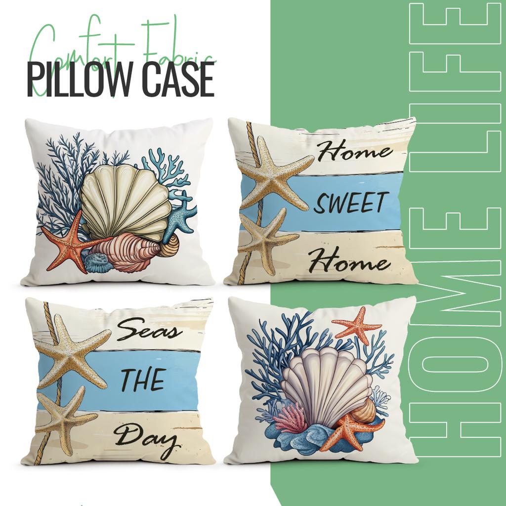 Federa per Cuscino Estate Stella Marina Conchiglie Poliestere Stampato 40/45/50cm Copricuscino Decorativo per Divano Federa per Cuscino Arredo Casa