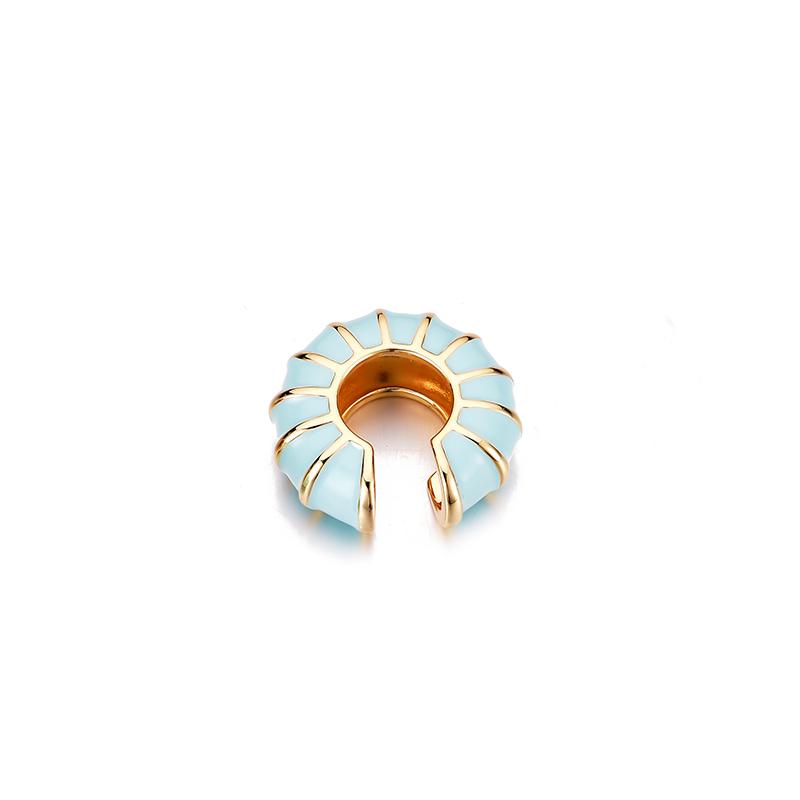 

1 Piece Round Clip On Earrings Ear Cuffs Bohemian C Shaped Enamel Gold Color Zircon Non-Piercing Blue Black White Pink Earrings светло-синий