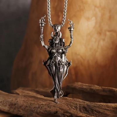 Mode drei siamesische Hexe Schwertkämpfer Anhänger Halskette Punk Gothic Modeschmuck Herren Anhänger Halskette