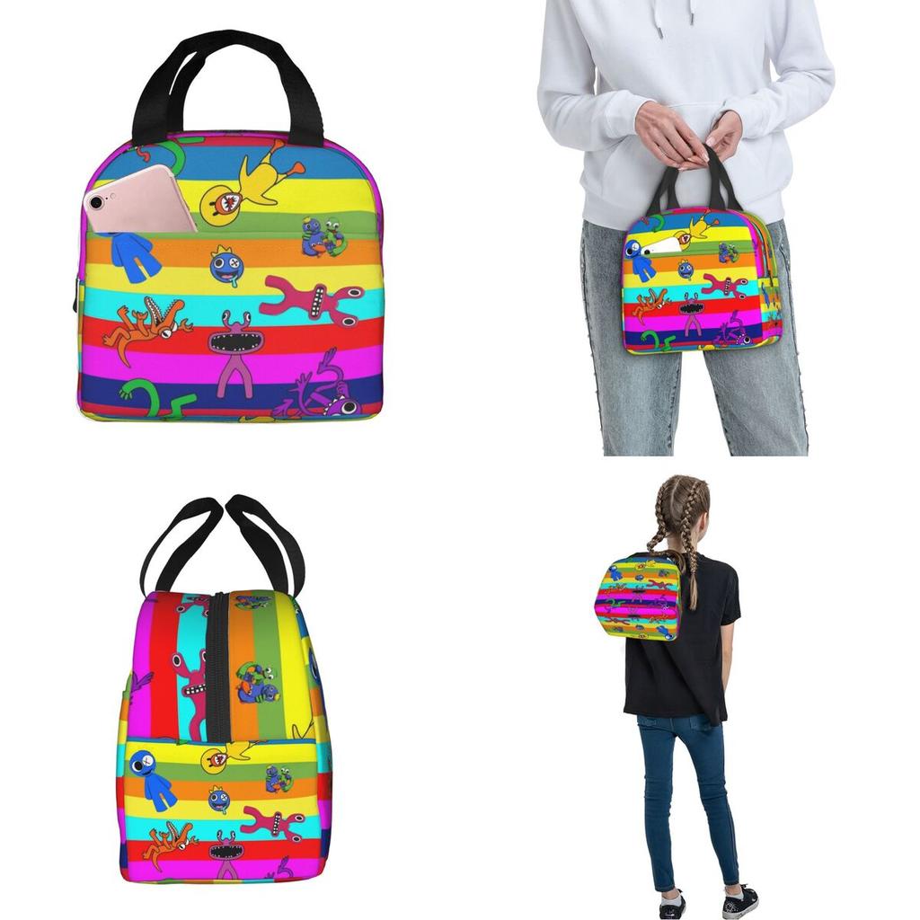 Super Colorful R-Rainbowed Friend Insulated Lunch Bag Tablet Gamer Food Container Portable Thermal Cooler Lunch Boxes For Picnic