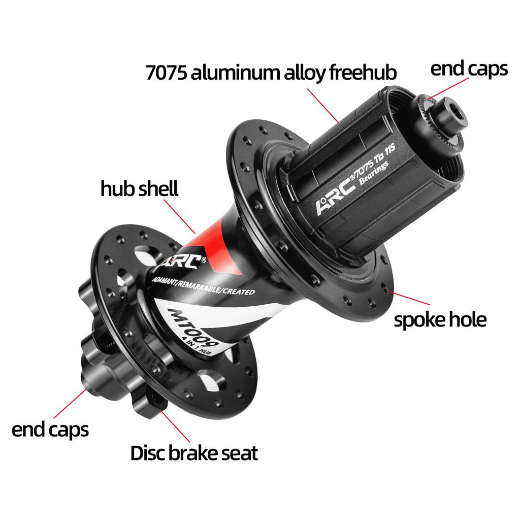ARC MT009 Front Rear Bicycle Hubs 32 Holes MTB Mountain Bike NBK Sealed Bearing Hub 6 Pawls 114 Clicks Noise HG XD MS 8-12-Speed