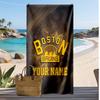 Asciugamano da Spiaggia Personalizzato Boston Bruins, Stampa il Tuo Nome Testo Asciugamano Leggero Assorbente per Nuoto Viaggio