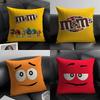 M-M&Ms Chocolate Brand Cushion Cover Natural Linen Organic Fabric Double-Sided Printing Sofa Home Decor Gift Pillow Case