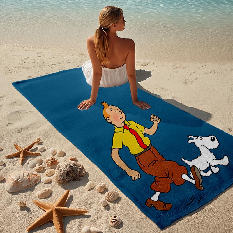 Beweis Strandtuch mit einem Muster von Die Abenteuer von Tim und Struppi1 - weich, saugfähig, schnell trocknend, maschinenwaschbar - perfekt für Schwimmen, Camping, Baden