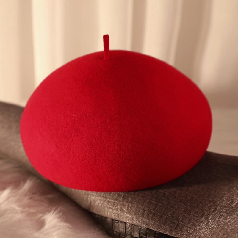 Béret en laine pour femmes, solide et chaud, bérets français, fascinateur, chapeau en feutre pour femmes, vente en gros, casquettes d'hiver