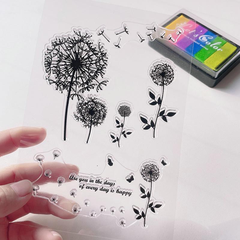 Sovy Transparentní silikonová čirá razítka pro těsnění DIY scrapbooking fotoalbum Květina Pampeliška Leaf Lace Frame 2023