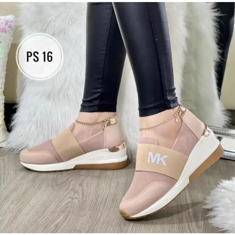 New sports and leisure single shoes women's slope heel elastic wind lazy shoes