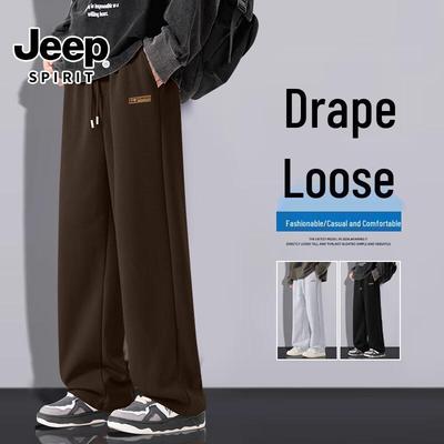 JEEP SPIRIT Men's High-Street Straight-Leg Casual Trousers