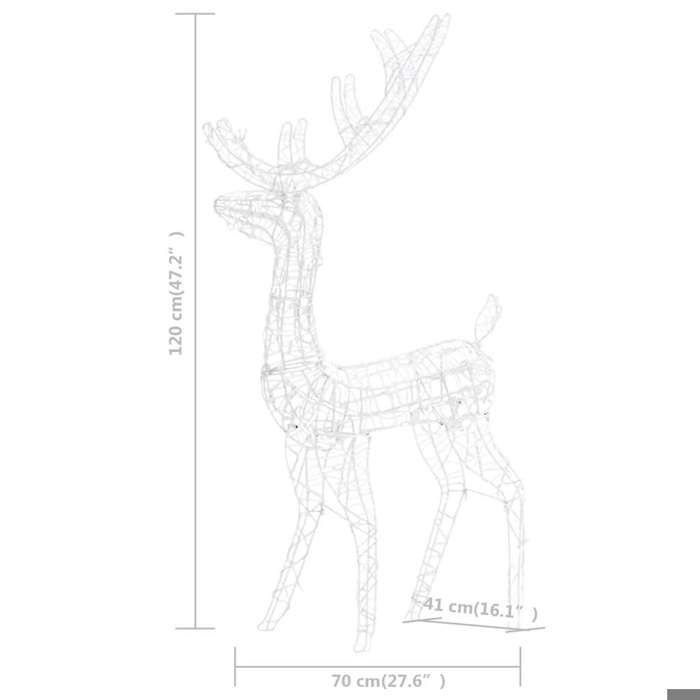 VidaXL 2x Décorations de Noël de Renne Ornement de Noël Rennes Lumineux Décoration de Fête Maison Intérieur Acrylique 120 cm 3154351