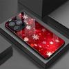 Red Christmas Snowflakes Glass Phone Case For iPhone 17 16 15 14 Pro Max Plus Full Camera Lens Protection Shockproof Hard Cover