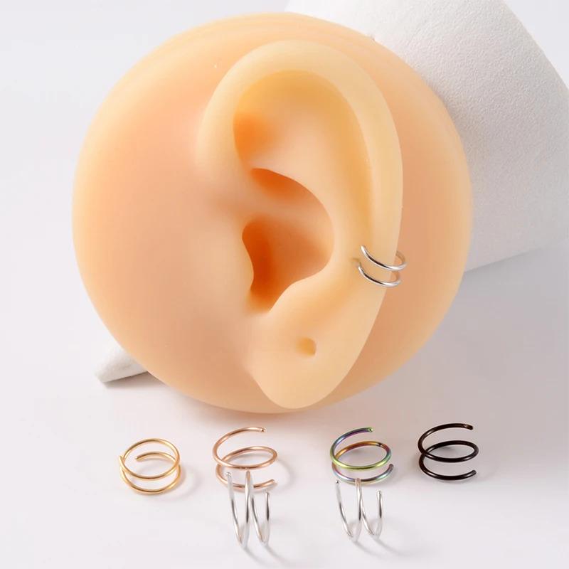 1pc Acier Inoxydable Double Anneau de Nez Spirale Piercing Septum Cartilage Boucles d'Oreilles Anneau Tragus Hélix pour Femmes Bijoux Narine