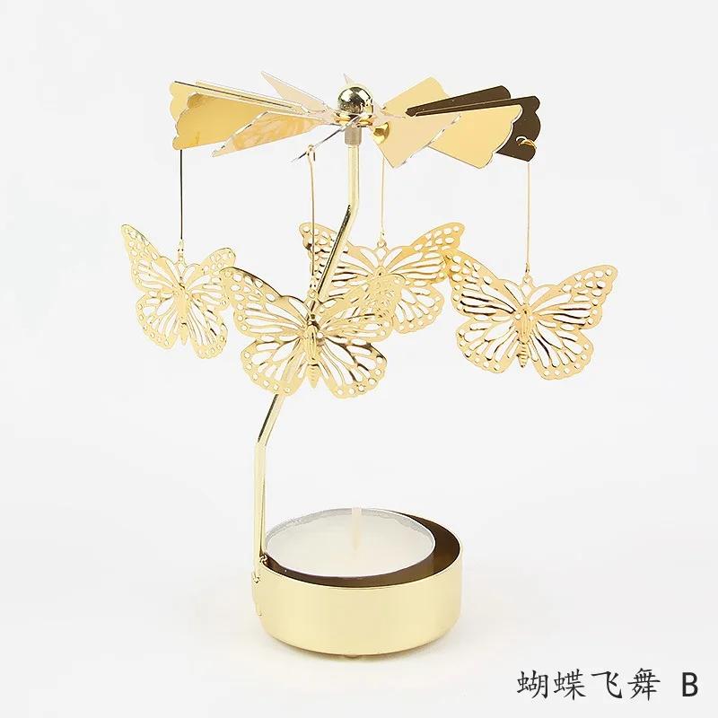 Metal Rotating Spinner Carousel Candle Tea Light Holder Table Rotating Transfer Windmill Decoration Home Elegance Candle Holder