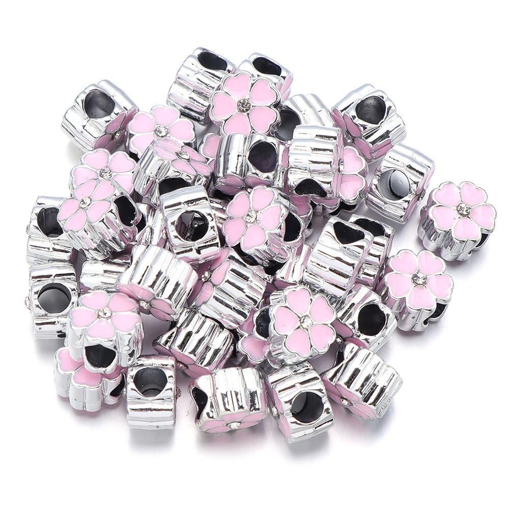 

5Pcs 11.5×11mm Alloy Large Hole Beads Colored Five Petal Flower Loose Beads For DIY Handmade Charm Bracelet Supplies Accessories