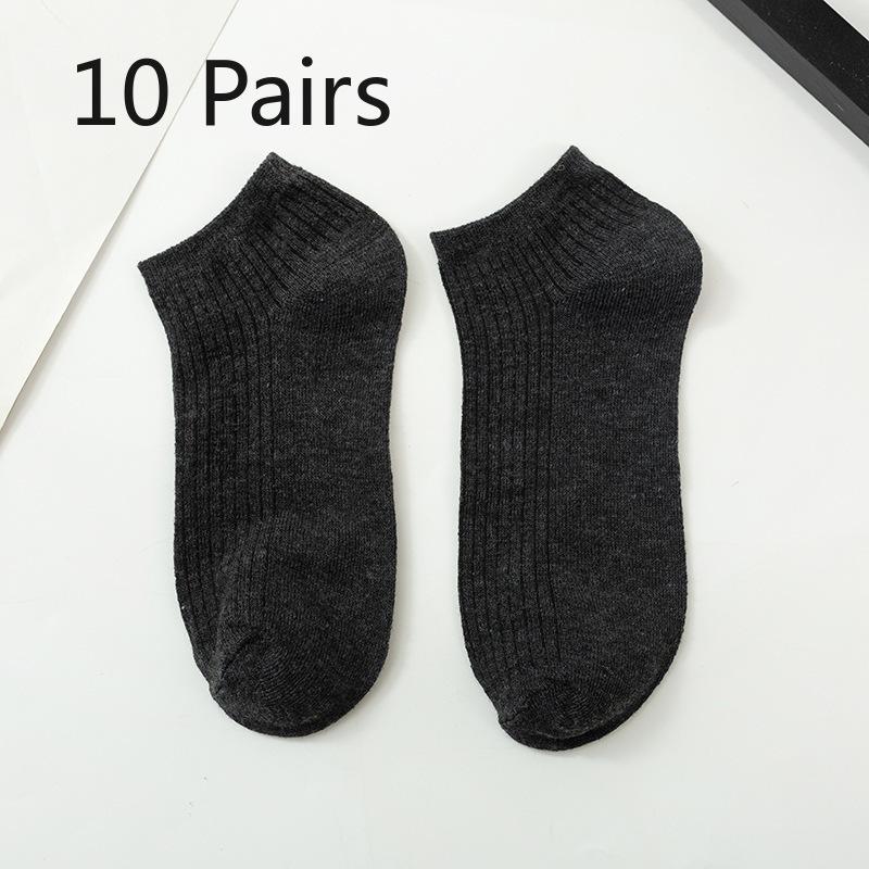 10 Pairs of Men's Spring and Autumn Pure Color Suction Strip Sweat Breathable Shallow Mouth Invisible Socks