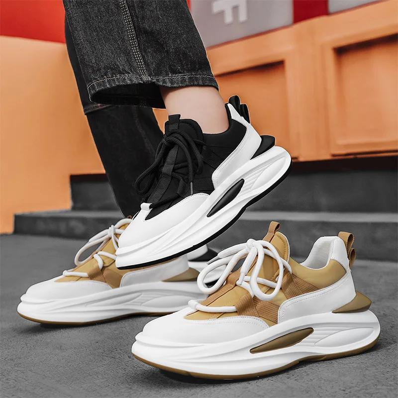 Luxury Men's Sneakers Designer Platform Men Running Shoes Quality Comfortable Casual Shoes Lace-Up Men Sport Shoes Tenis Hombres