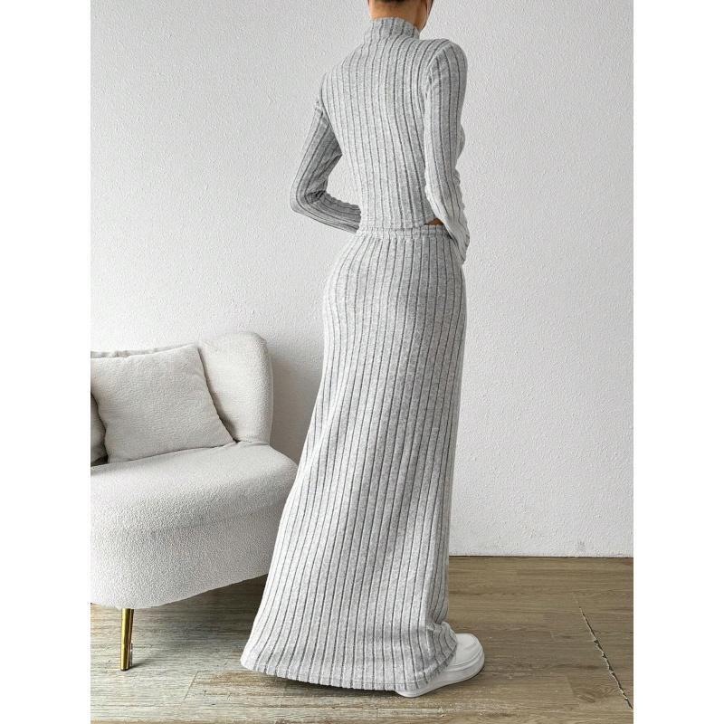 Women'S Simple Casual Fashion Suit Spring/Summer New Versatile Commuting Knit Two-Piece Set