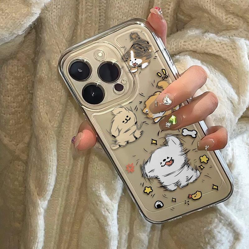 Head flick puppy applies to 16plus apple 16promax mobile phone case iPhone13 all-inclusive 12 cute xr soft 7p