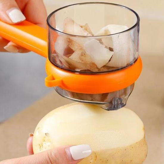 Vegetable Peeler with Built-In Storage Container Non-Splash Fruit Peeler Multi-Function Kitchen Gadget for Julienne And Slicing