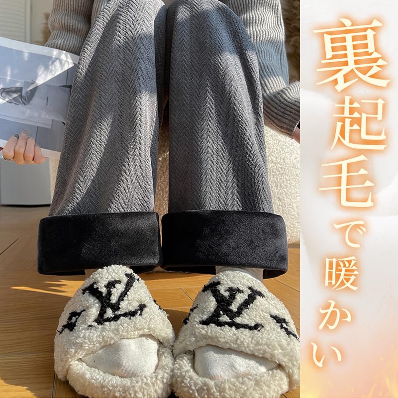 FEISEDY Warm Loose Plus Korean Adjustable A8258 Women's Fleece-Lined Pants, Cotton, Fit, Sizes, Style, Sports, Commuting, Casual, Warm, Waist, Thick,